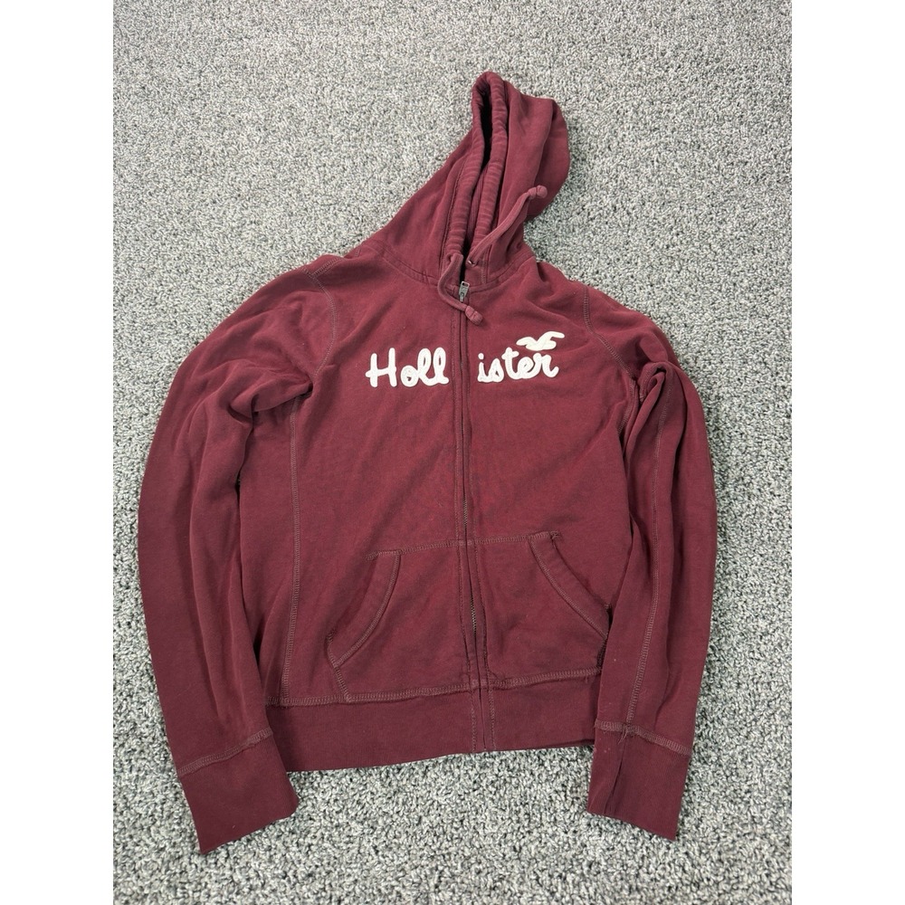 Vintage Y2K Hollister Full Zip Hoodie Women's Size Large Red Surf